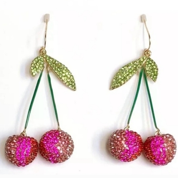 Piper K Jewelry - 🍒▪️Piper K▪️ Cherry Rhinestone Drop Dangle  Earrings New in Box ✨️🍒